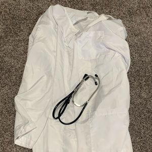 Doctor outfit - lab coat scrubs and stethoscope